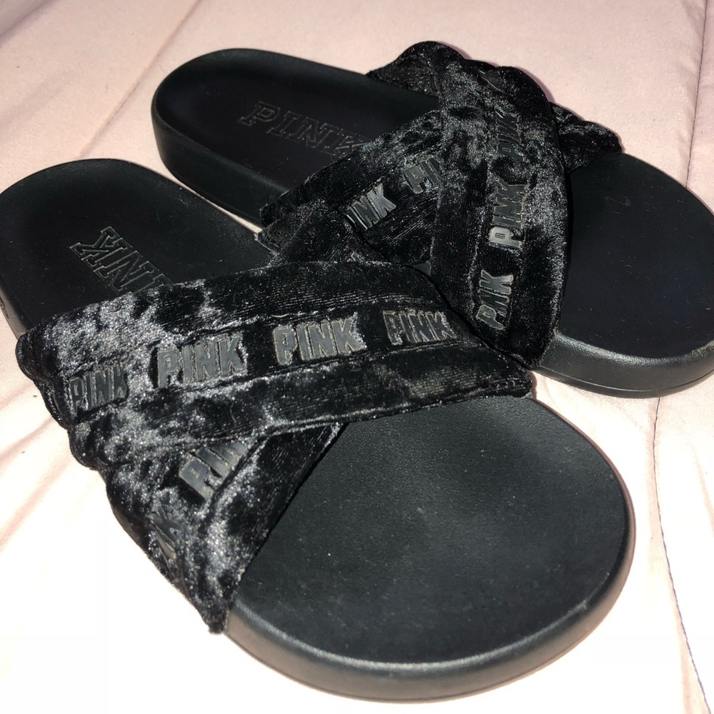PINK velvet slides